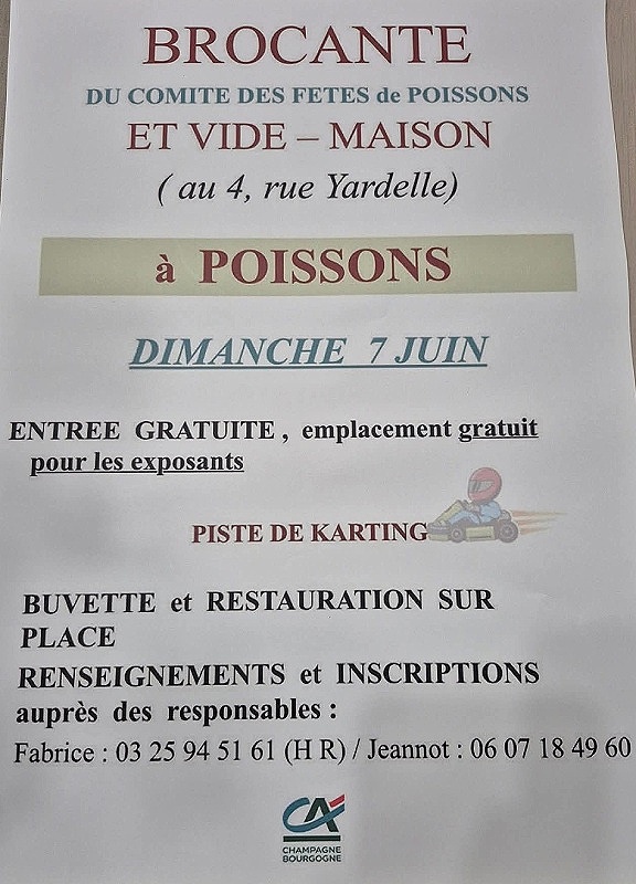 Brocante du comité des fêtes de Poissons et Vide-maison
