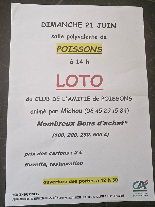 Loto du Club de l'Amitié de Poissons