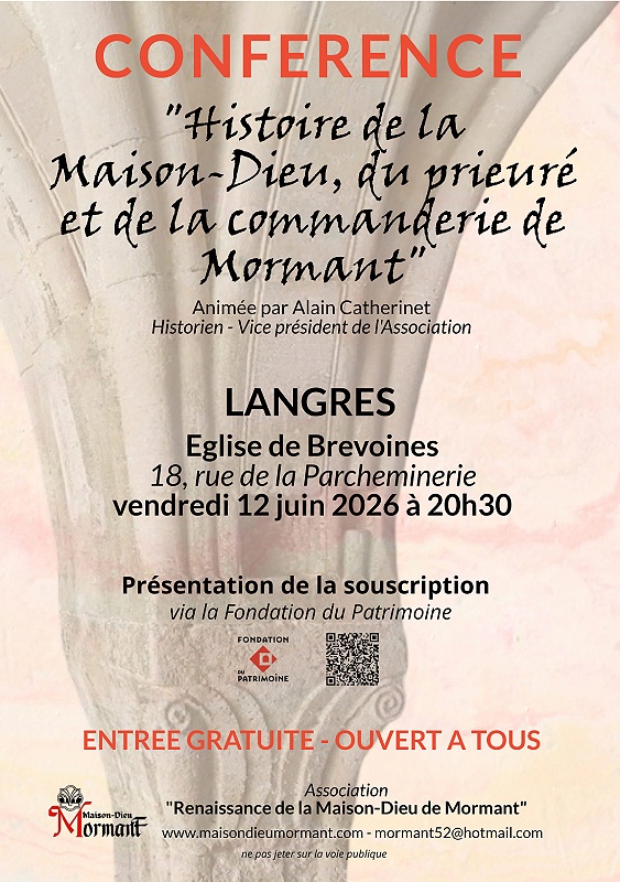 Conférence - Histoire de la Maison-Dieu, du prieuré et de la commanderie de Mormant — visuel événement