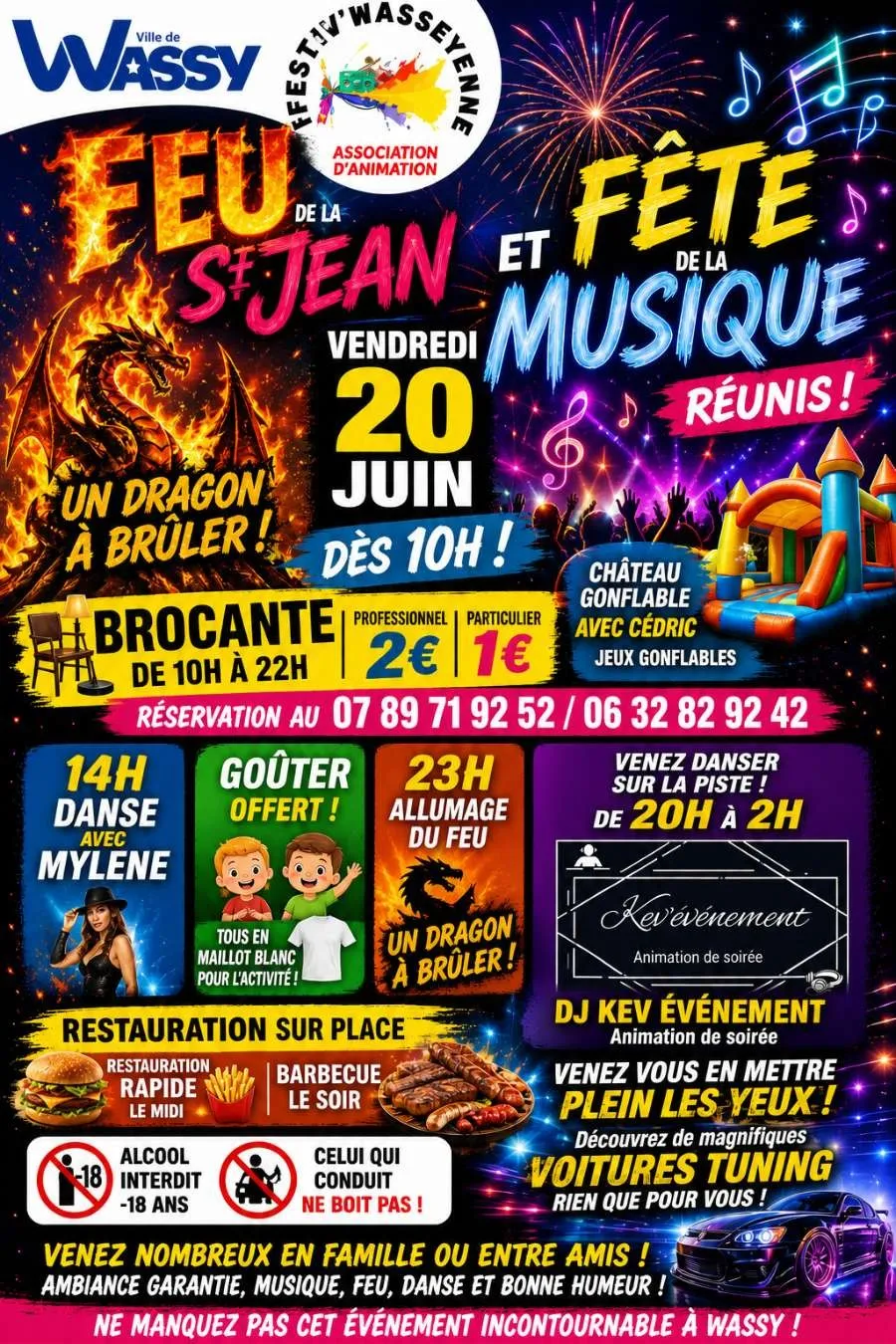 Feu de la St Jean et fête de la musique à Wassy