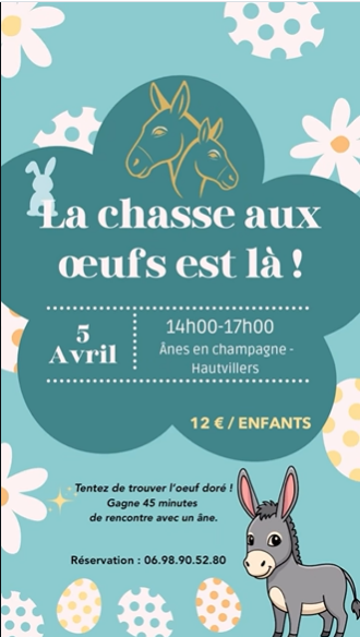 Chasse aux oeufs avec Ânes en Champagne