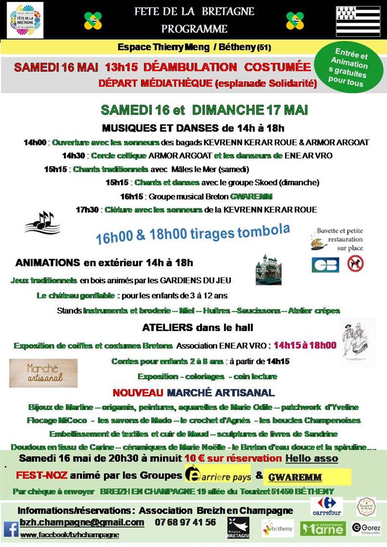 Programme Fête de Bretagne - Bétheny 2026