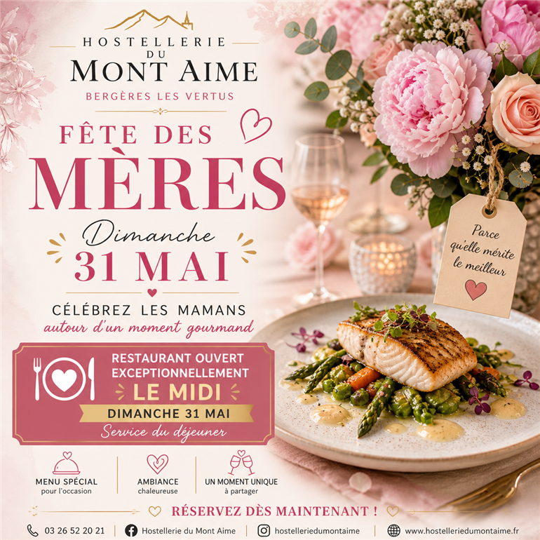 Fêtes des mères 2026 Hostellerie du Mont Aimé