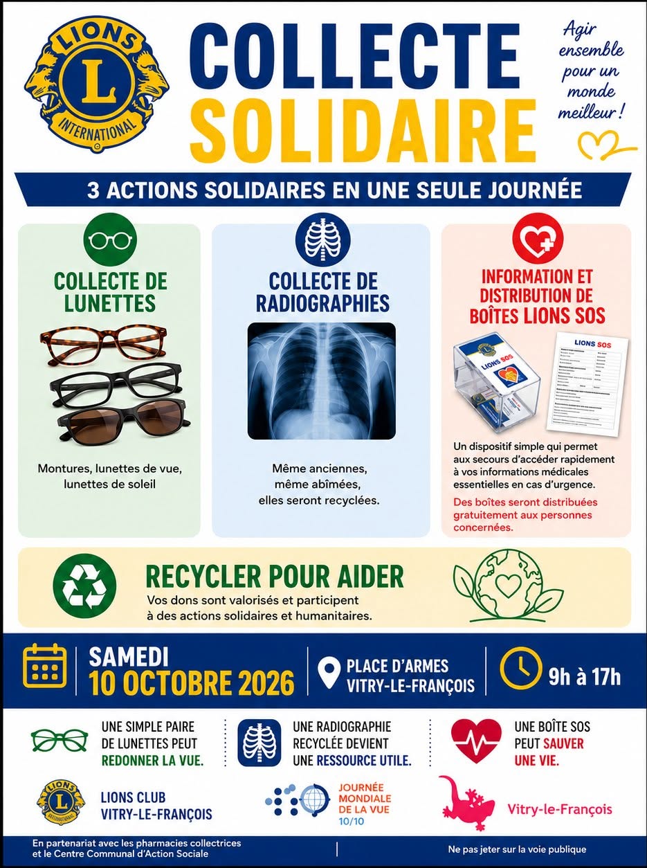 Collecte solidaire du Lions Club de Vitry-le-François