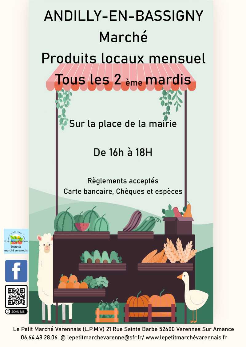 MARCHE PRODUITS LOCAUX - LE PETIT MARCHE VARENNAIS - ANNDILLY-EN-BASSIGNY