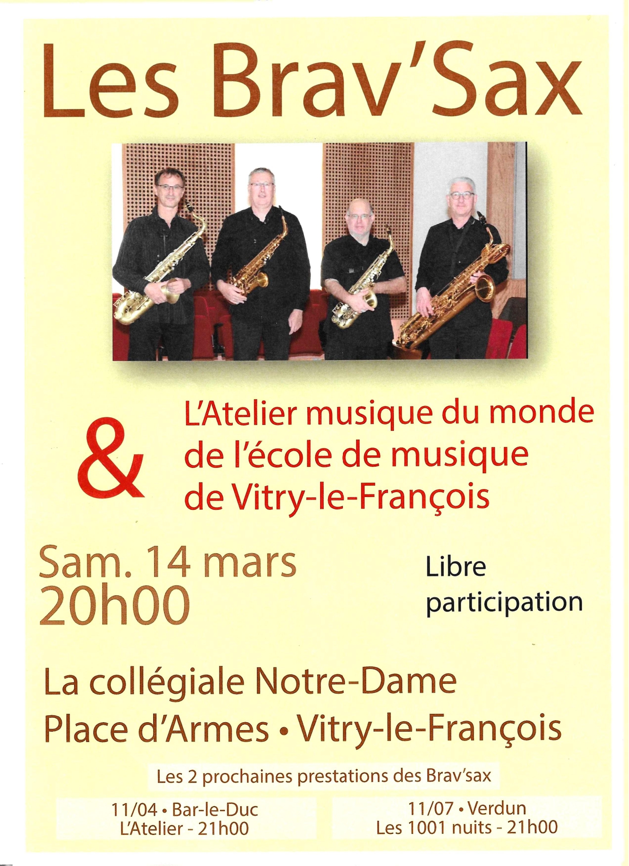 Les Brav'Sax & L'Atelier Musique du Monde de l'Ecole de Musique de Vitry-le-François