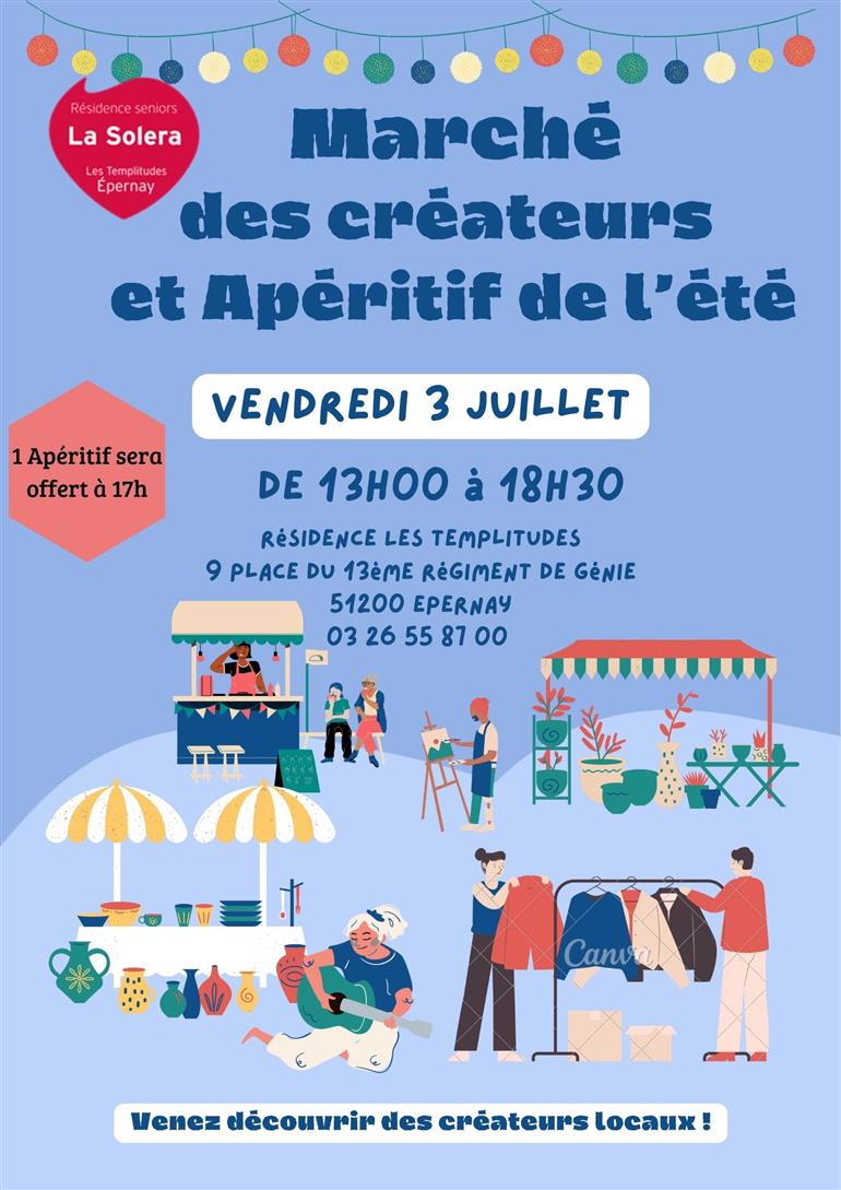 Affiche Marché de créateurs Illustratif Bleu - 1