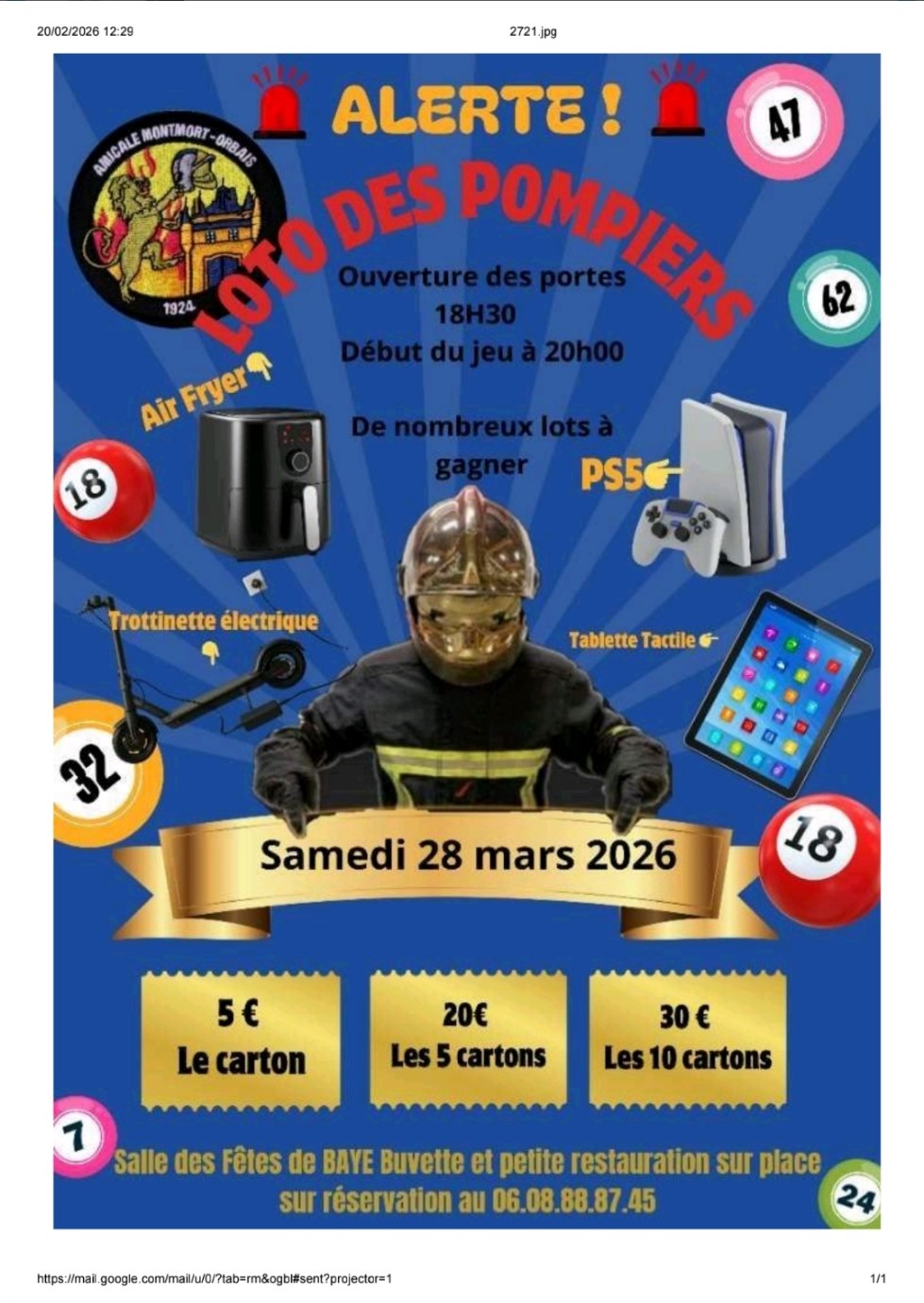 loto des pompiers - Baye