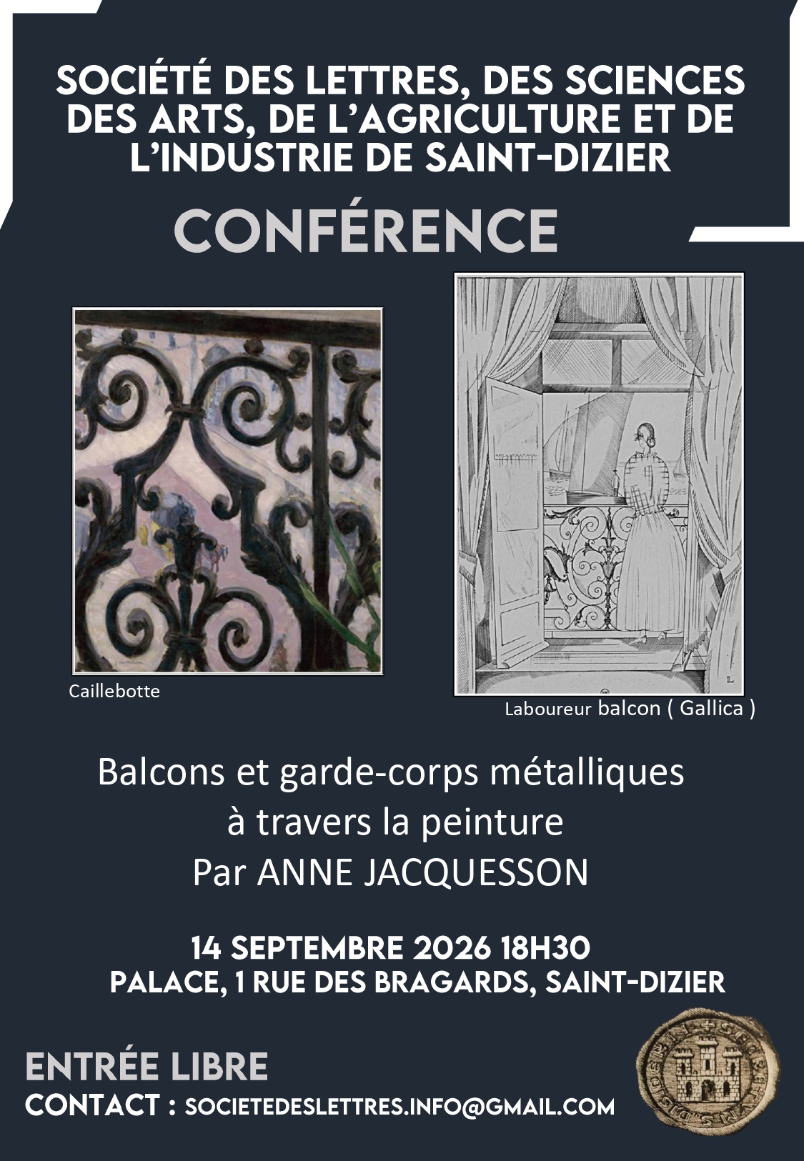 Conférence : Balcons et Garde-Corps Métalliques à travers la peinture par ANNE JACQUESSON